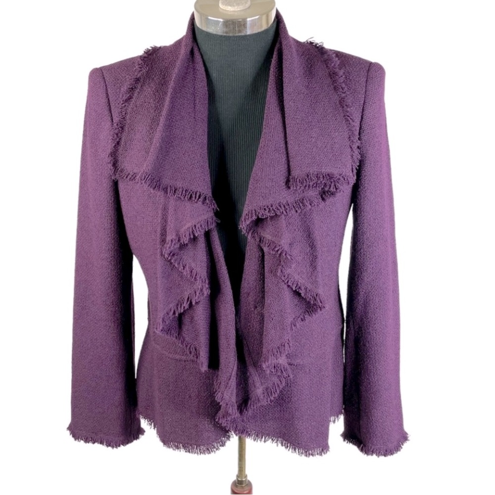 Gorgeous Lafayette 148 Waterfall Open
Front Blazer Jacket Size 10 Purple